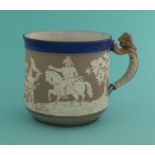 1813 Battle of Vittoria: a salt glazed mug applied in white with figures upon a buff ground