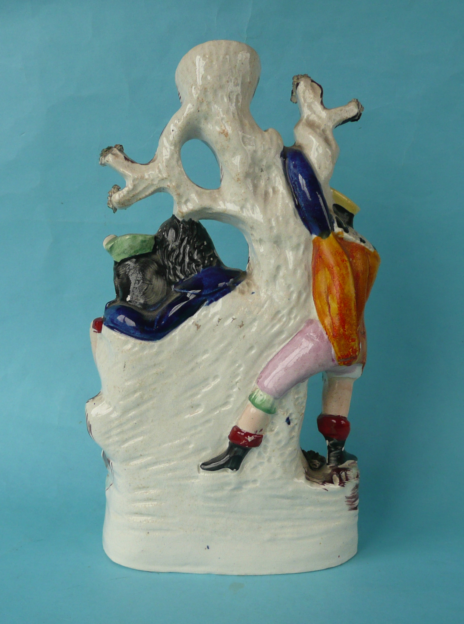 A good and colourful Staffordshire pottery group entitled ‘The Rivals’ in raised git letters, - Image 2 of 3