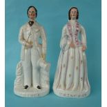 Prince and Princess of Wales: a good pair of figures depicted standing, named in raised letters