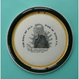 Rev John Wesley: a mid-19th century Sunderland plaque printed in black with a profile inscribed with