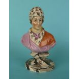 Jean Jacques Rouseau: a good quality and colourfully enamelled Staffordshire pearlware portrait bust