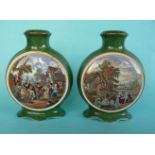 A good pair of malachite ground flask shaped vases (2)