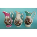 Three good baluster shaped jugs: Shells, pink 182mm (3)