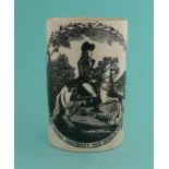 Duke of York: a cylindrical mug printed in black with a named equestrian portrait, 124mm