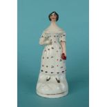 A Staffordshire porcelaineous figure possibly depicting Fanny Kemble, circa 1840, 140mm