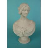 1847 Jenny Lind: a good Copeland parian bust on socle base, the reverse with impressed mark