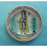 William III: a late-17th century English Delft dish well painted in magenta, blue, yellow and