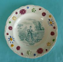 1837/38 Victoria: a nursery plate with colourful floral moulded border printed with a full-length