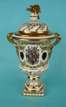 1974 Sir Winston Churchill Centenary: a good Coalport twin handled urn and cover painted with a view