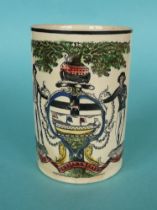 Worshipful Company of Shipwrights: a good creamware tankard well printed in black and decorated in