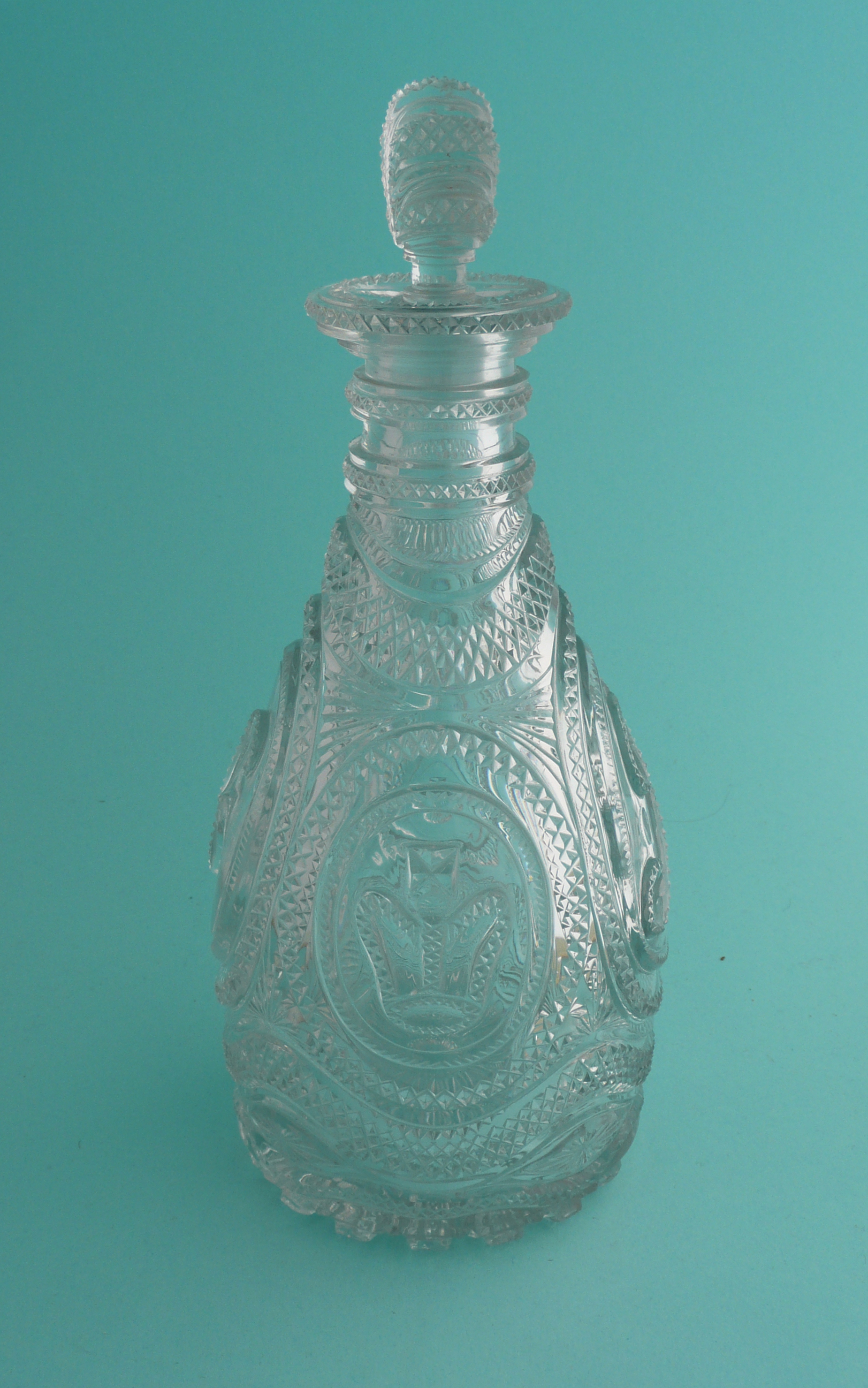 George, Prince of Wales: a fine quality and extraordinarily heavy Regency hobnail cut glass decanter - Image 2 of 7
