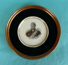 1820 Proclamation of George IV: a porcelain dish printed in black and decorated in gilt with an