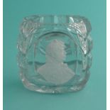 George IV: an oval heavy cut glass spill holder inset with an Apsley Pellat sulphide profile