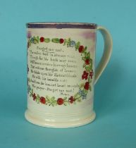 a good pink lustre cylindrical tankard printed in grey and enamelled in colours with the Sailor’s