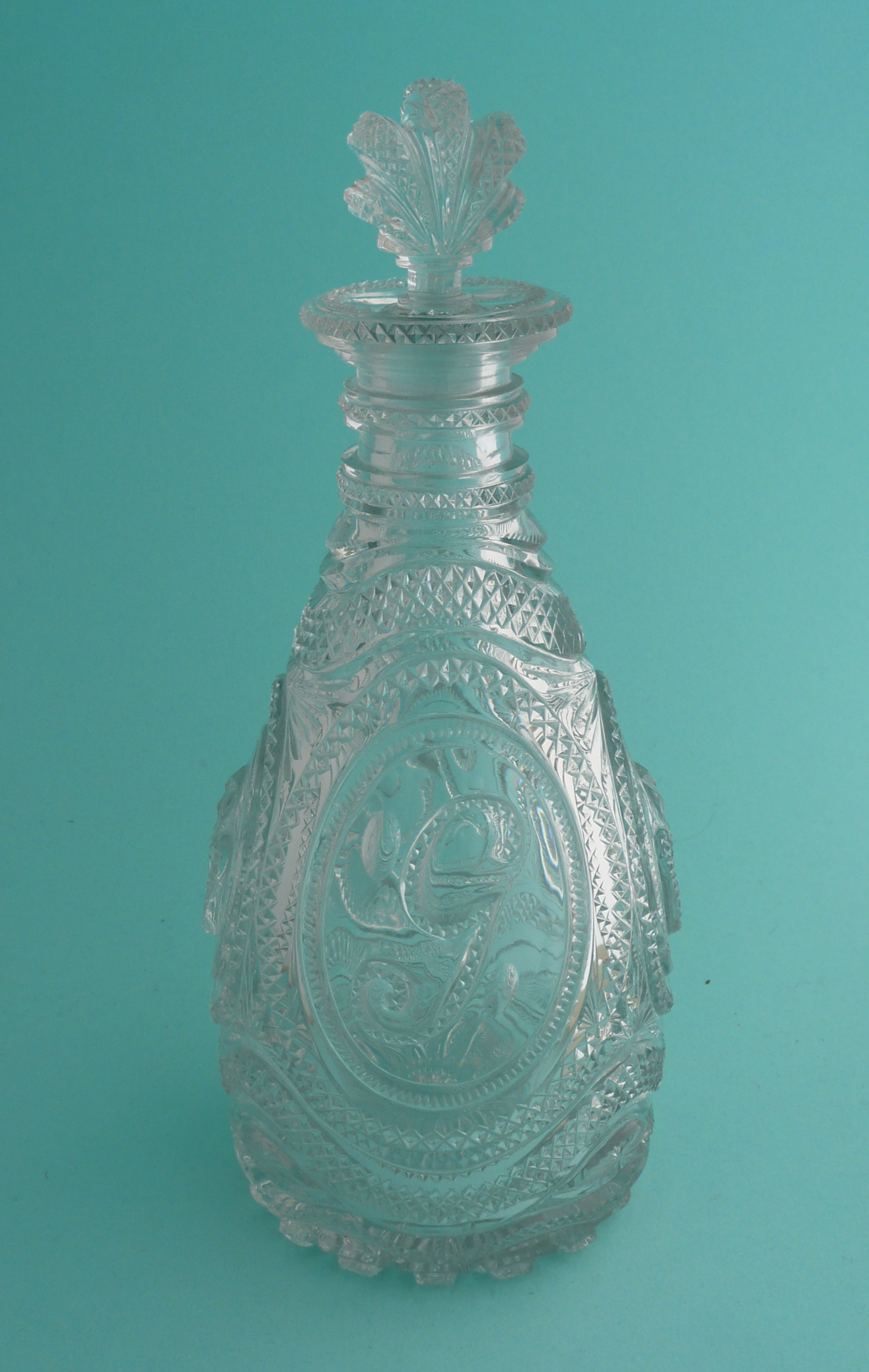George, Prince of Wales: a fine quality and extraordinarily heavy Regency hobnail cut glass decanter