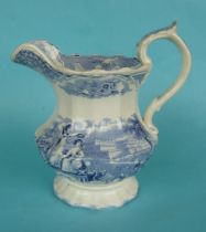 1851 Exhibition: a good pottery jug the fluted body printed in blue with a dated figure being