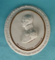 Field Marshall Viscount Combermere: an oval parian plaque moulded with a named head in profile