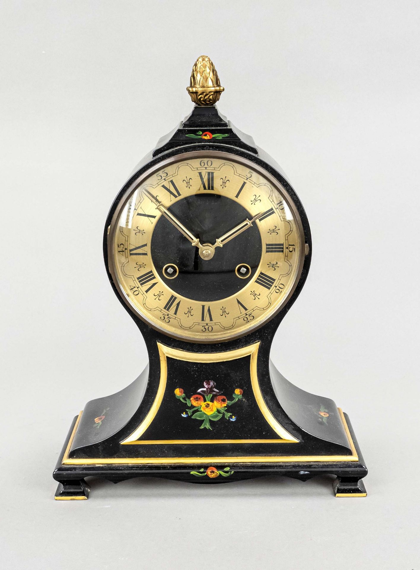 Table clock black lacquered wood in the style of a Naumburg pendulum, 2nd half 20th century,