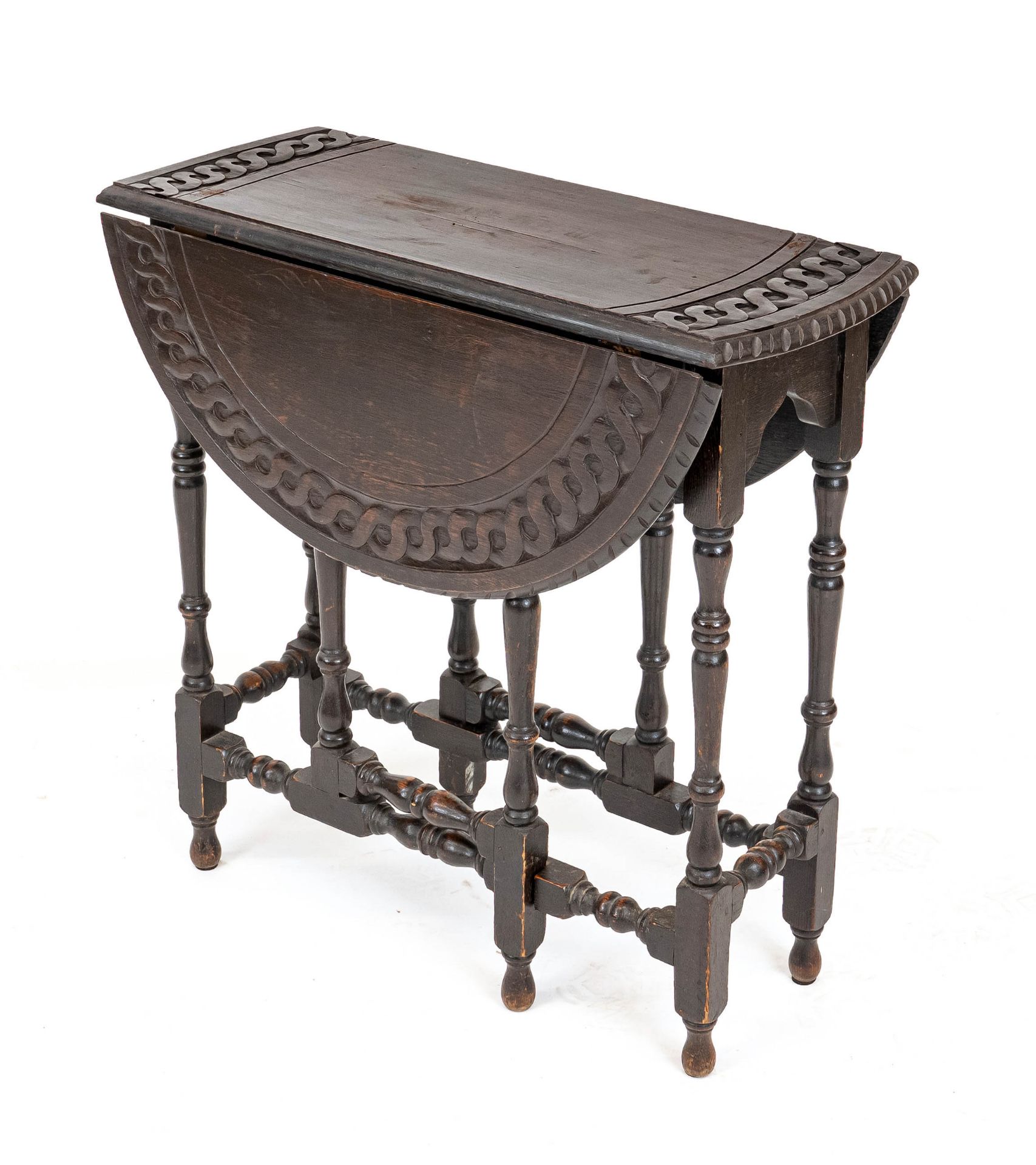 Folding table, c. 1880, oak, frame folding to the side, 68 x 69 x 30, d. 69 cm. - Image 2 of 2