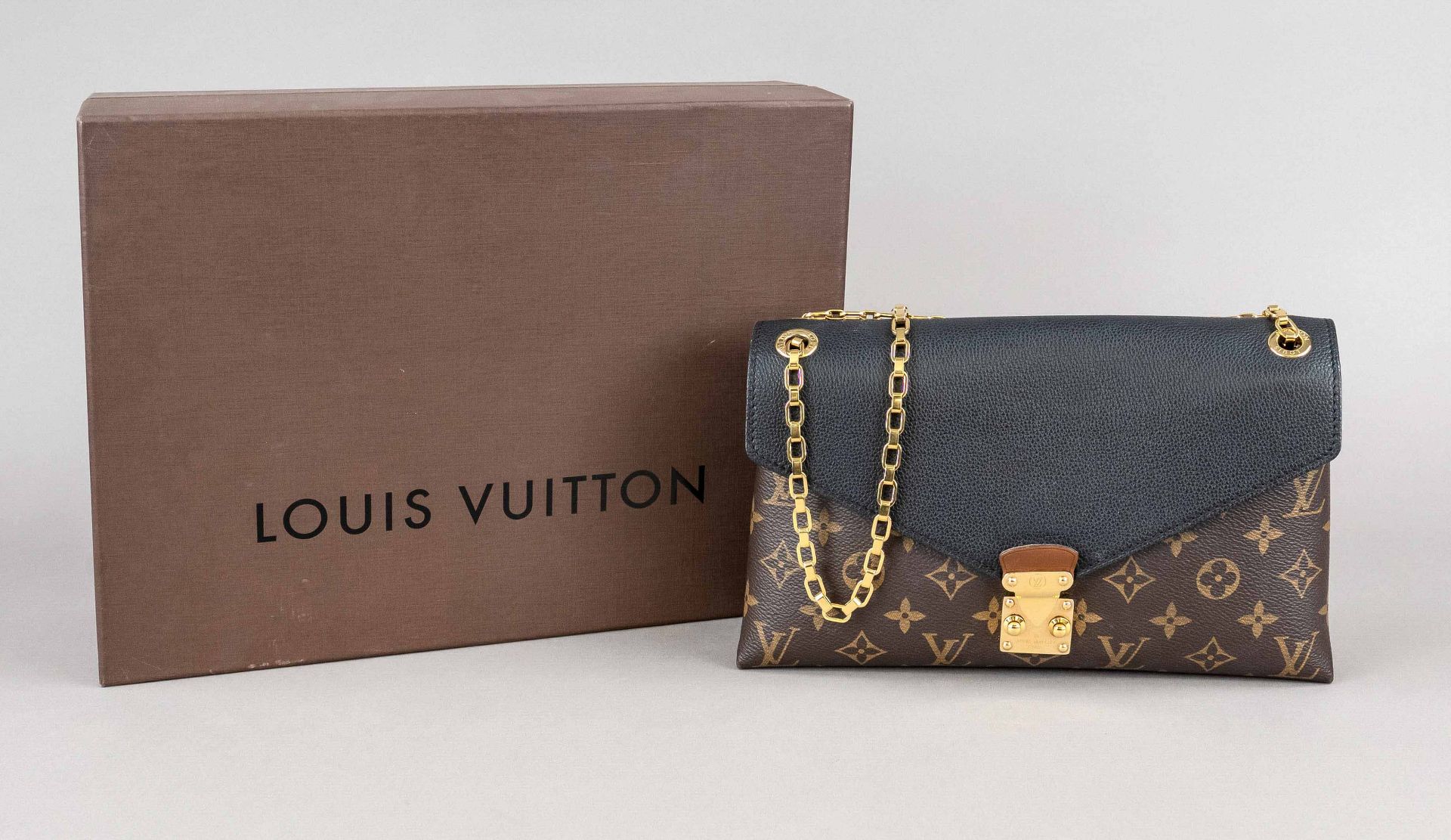 Louis Vuitton, Monogram Canvas Pallas Chain Noir Bag, rubberized cotton fabric in classic logo print