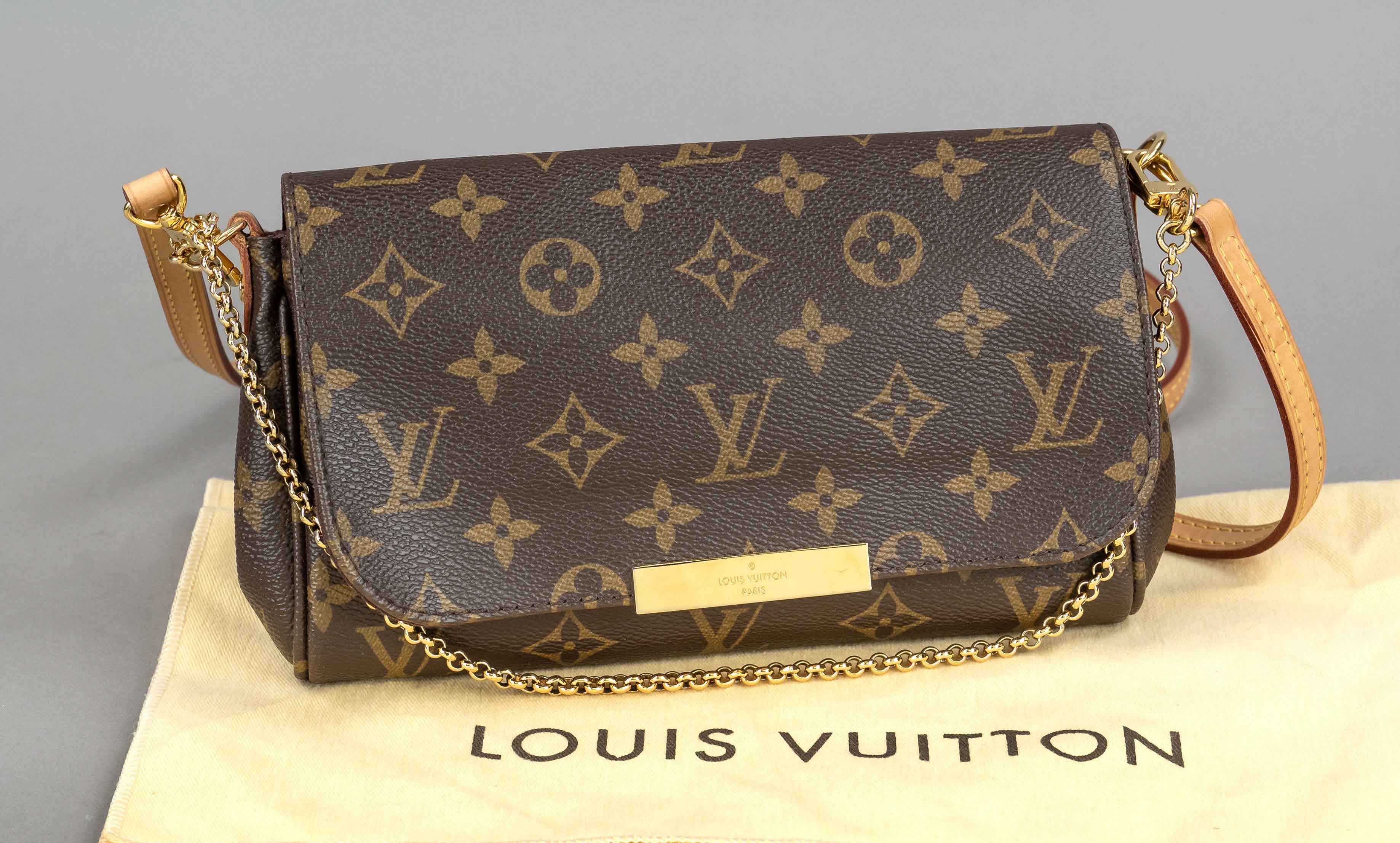 Louis Vuitton, Favorite PM Monogram Canvas Pochette, rubberized cotton canvas in classic logo