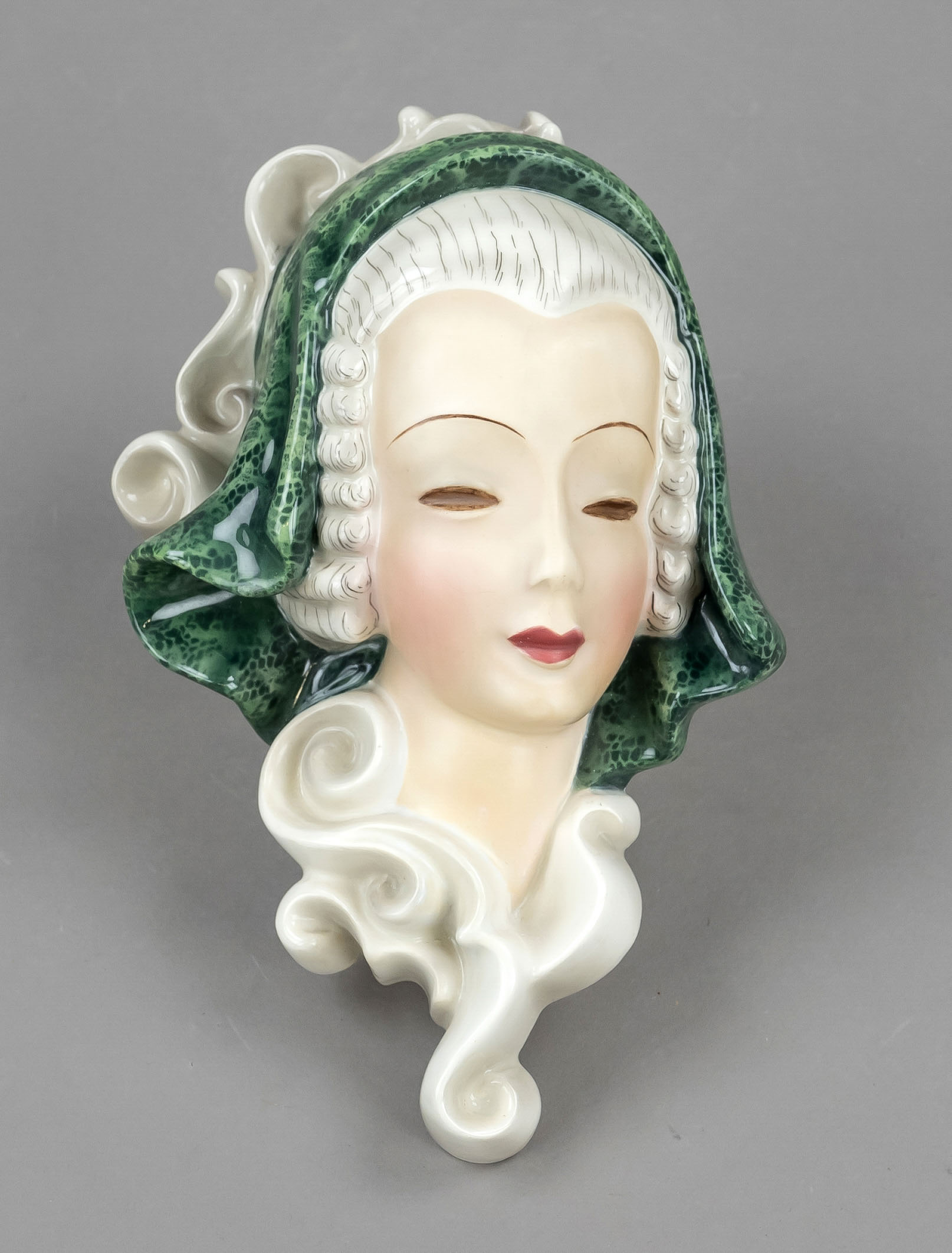 Wall mask, Goldscheider, black stamp with addition ''Made in Germany'', around 1941, ceramic,