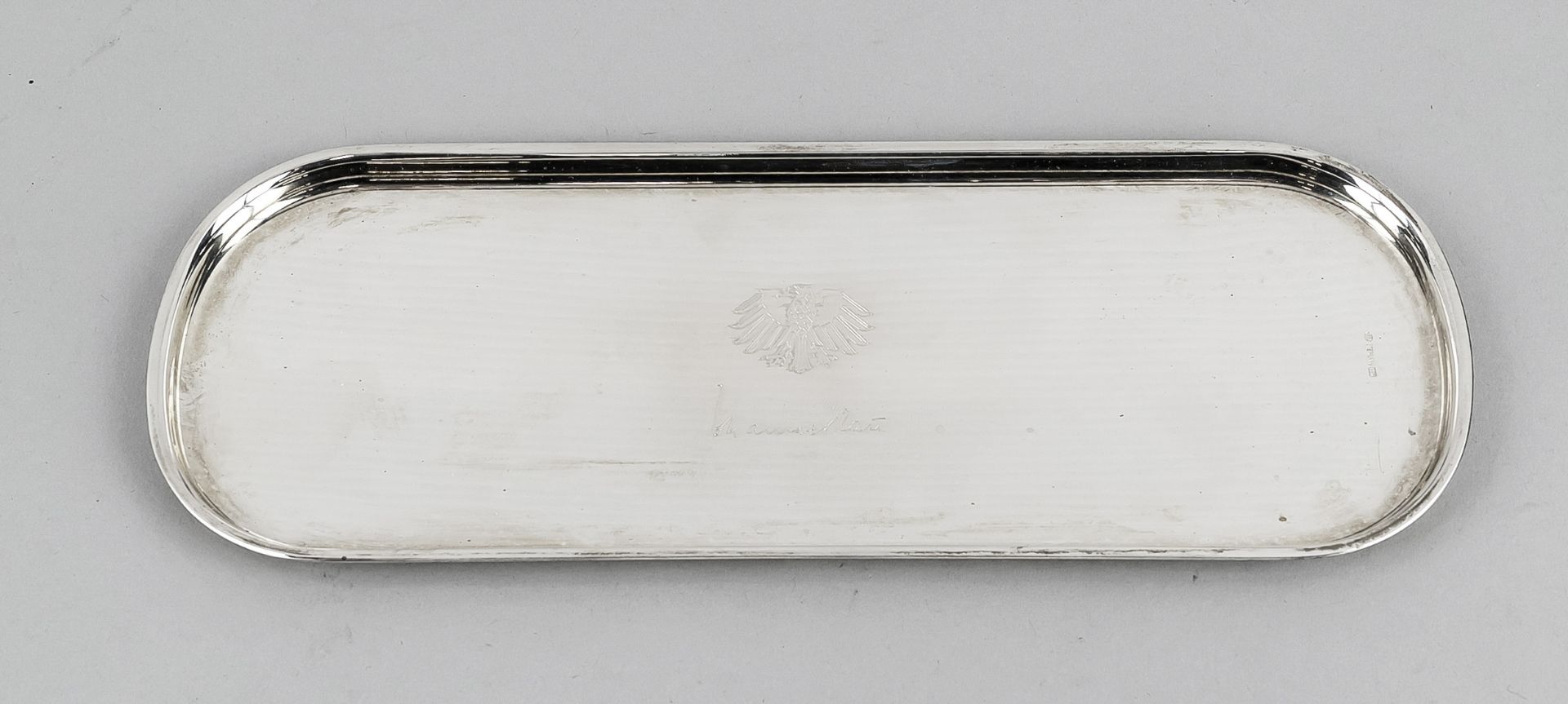 Silver tray or pen tray Federal President Johannes Rau, around the year 2000, sterling silver 925.