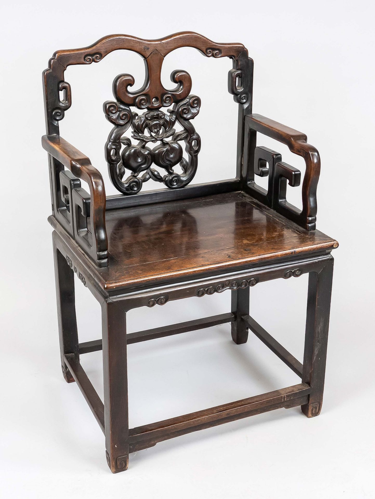 Chinese chair, China, 1st half of 20th century, hardwood with bat decoration, minimal breakage,