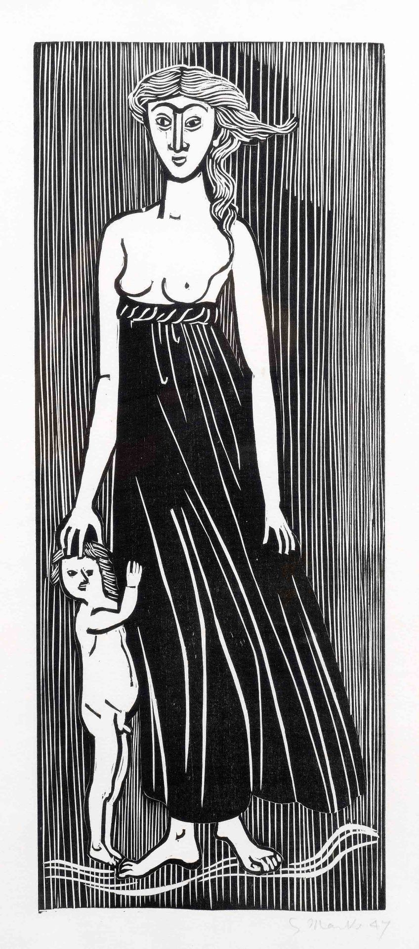 Marcks, Gerhard. 1889 Berlin - 1981 Burgbrohl. Medea. 1947. woodcut/handmade paper, signed and dated