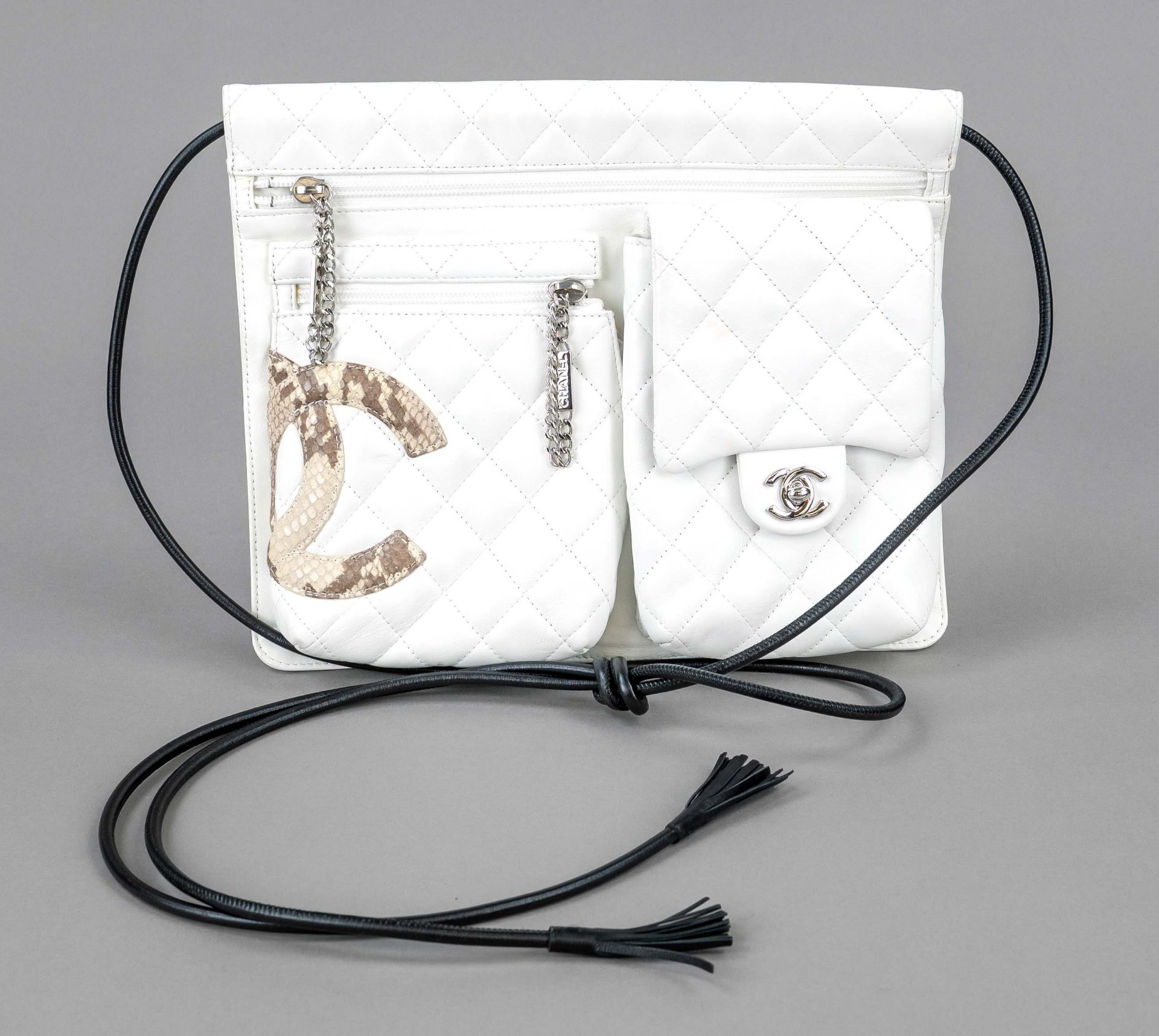 Chanel, Vintage Cambon Quilted Multipocket Shoulder Bag, quilted leather in Ivory in the brand's