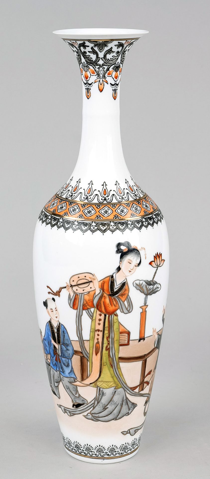 Eggshell porcelain vase, China, Jingdezhen, 20th c., wafer-thin eggshell porcelain with polychrome