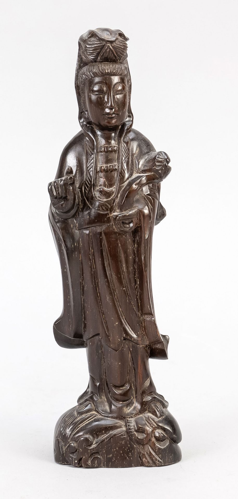 Holzskulptur stehende Guanyin,