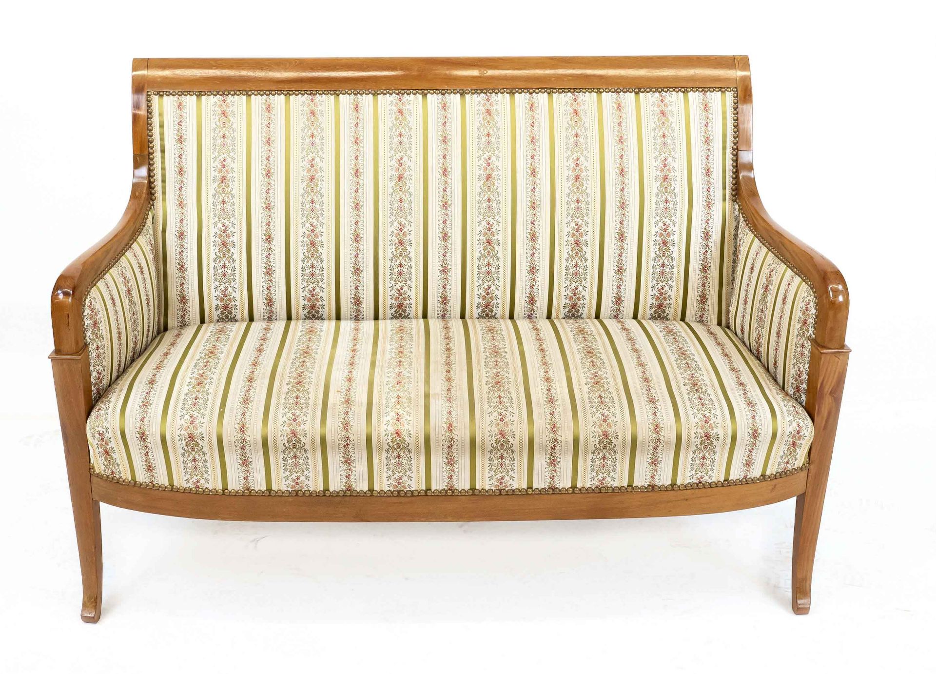 Small Biedermeier style sofa early 20th century, solid cherry wood, 89 x 130 x 50 cm