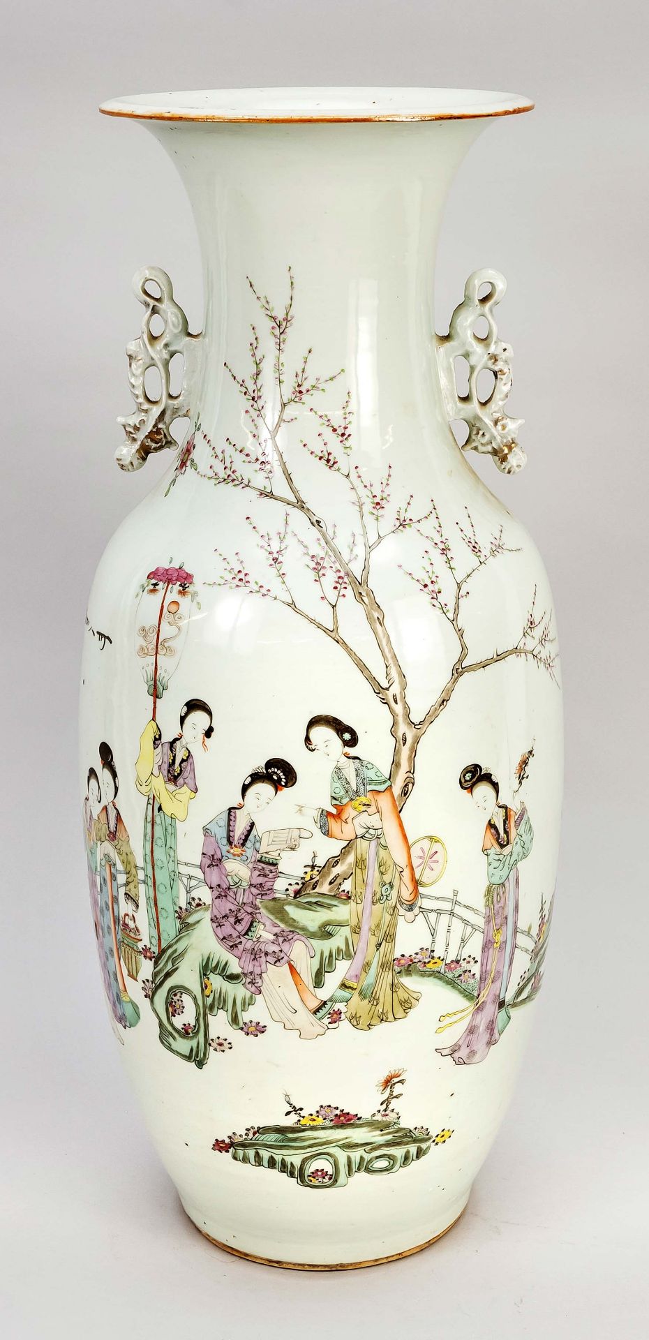 Large Hu bottom vase, China, Republic period(1912-1949), datable, porcelain with polychrome enamel