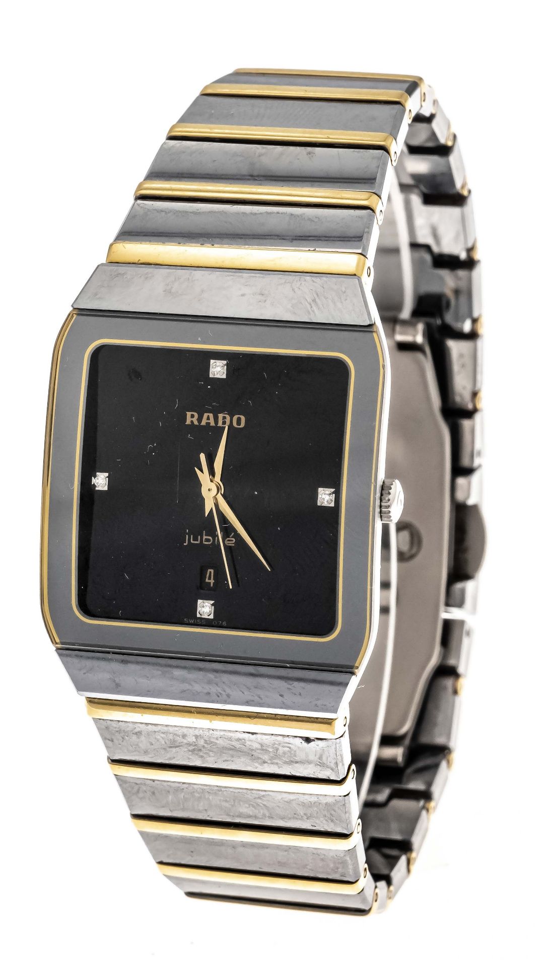 RADO Jubile` men's quartz watch, titanium ceramic, ref. 152.0366.3 circa 2000, black dial with 4
