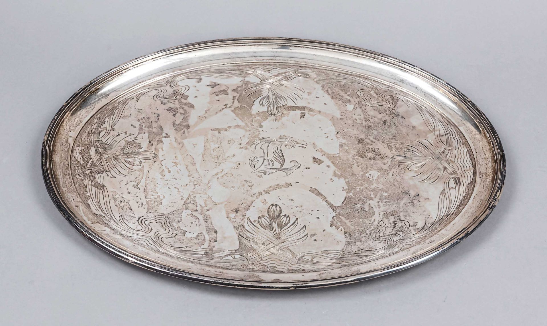 Art Nouveau tray Herbstzeitlose. Designed by Heinrich Vogeler (1872-1942) c. 1899/1900, 20th c.