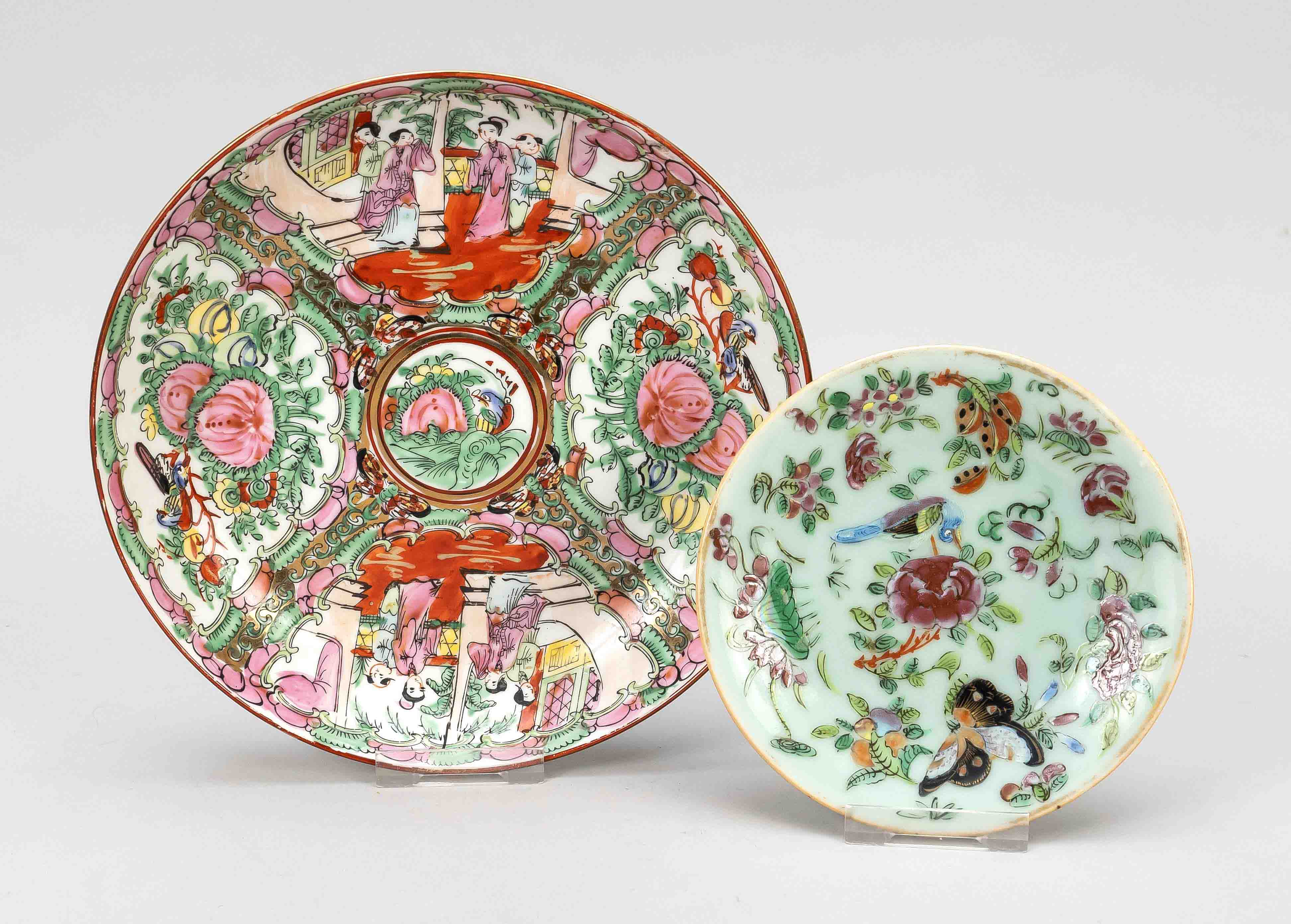 Plate duo Canton ware, China, Qing dynasty(1644-1912), 19th c., Macau and Canton; once porcelain