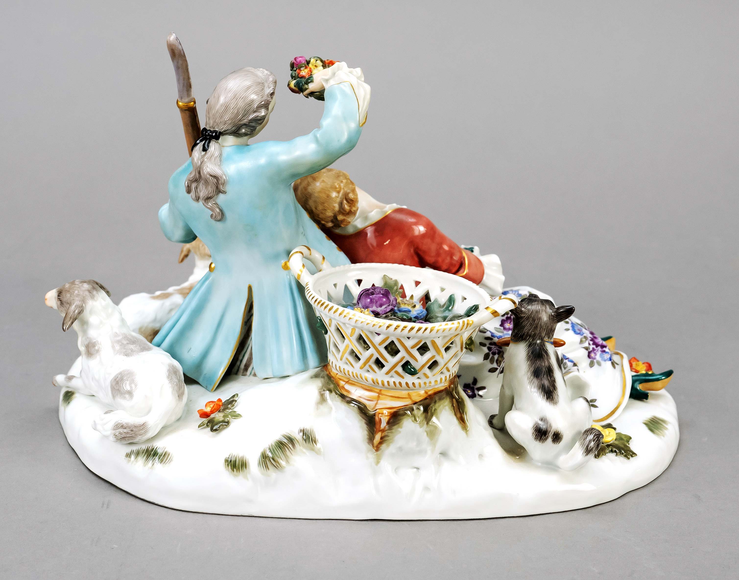 Pair of shepherds, Meissen, after 1973, 1st choice, design Johann Joachim Kaendler. Model no. 61026. - Image 2 of 2