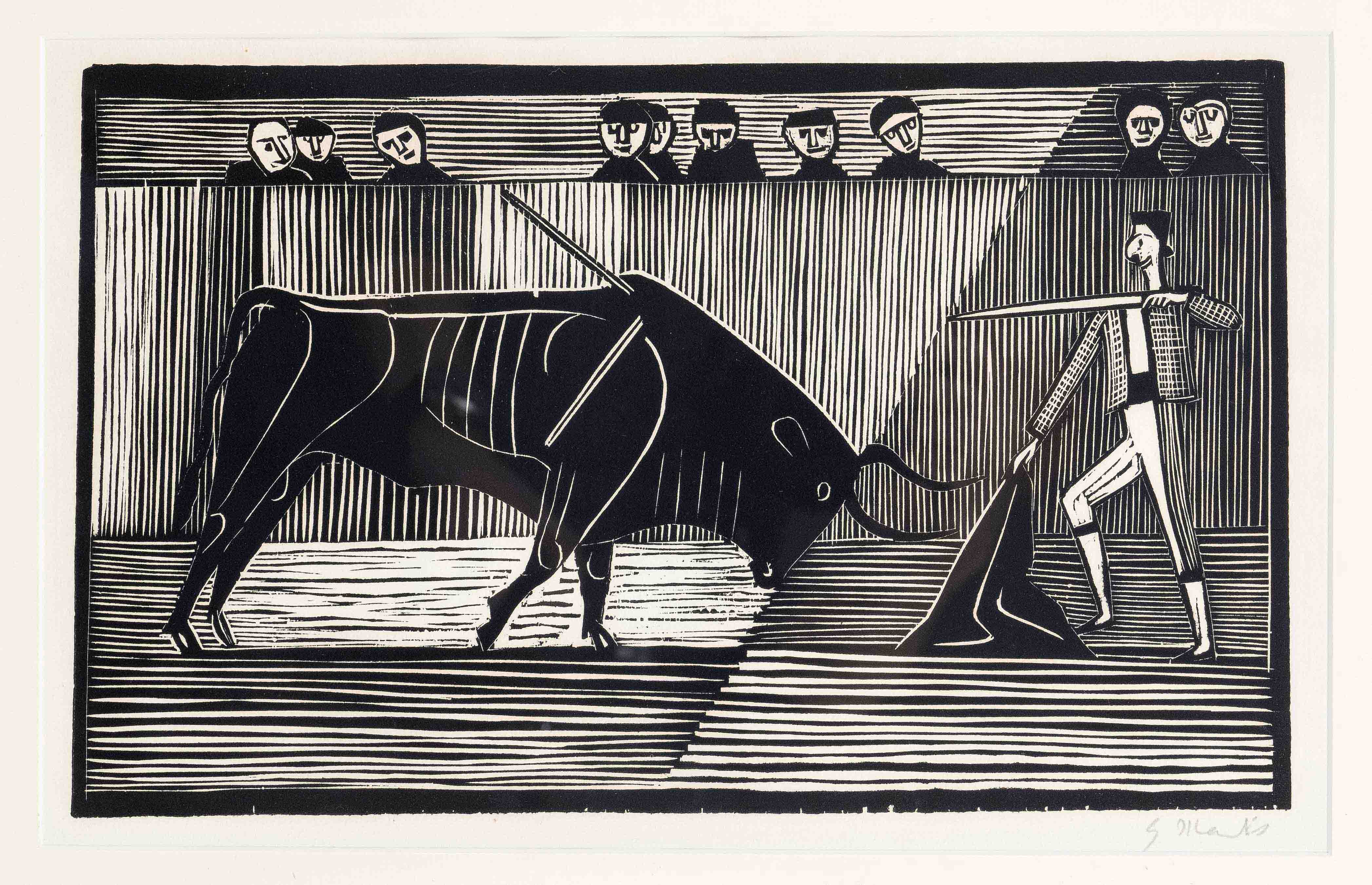 Marcks, Gerhard. 1889 Berlin - 1981 Burgbrohl. The Bullfight II. 1949. woodcut/handmade paper,