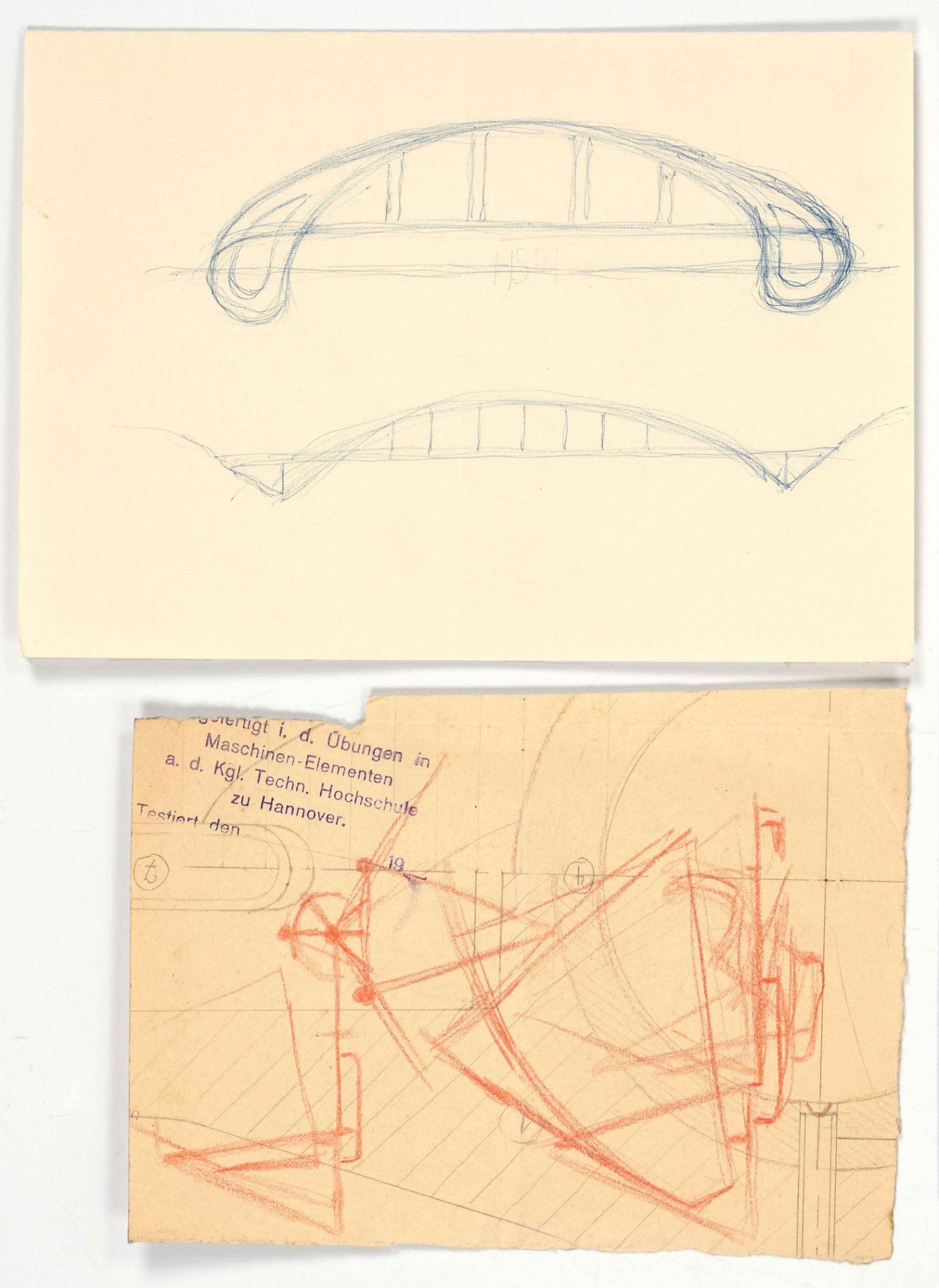 Focke, Wilhelm H. 1878 - Bremen - 1974. 7 fol. Boat construction designs and sketches. 1920s - - Image 3 of 3