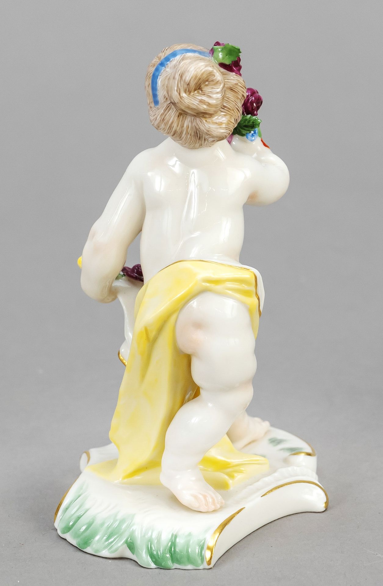 Putto as Flora, Nymphenburg, c. 1900, designed by Franz Anton Bustelli, model no. 417, girl with - Image 2 of 2