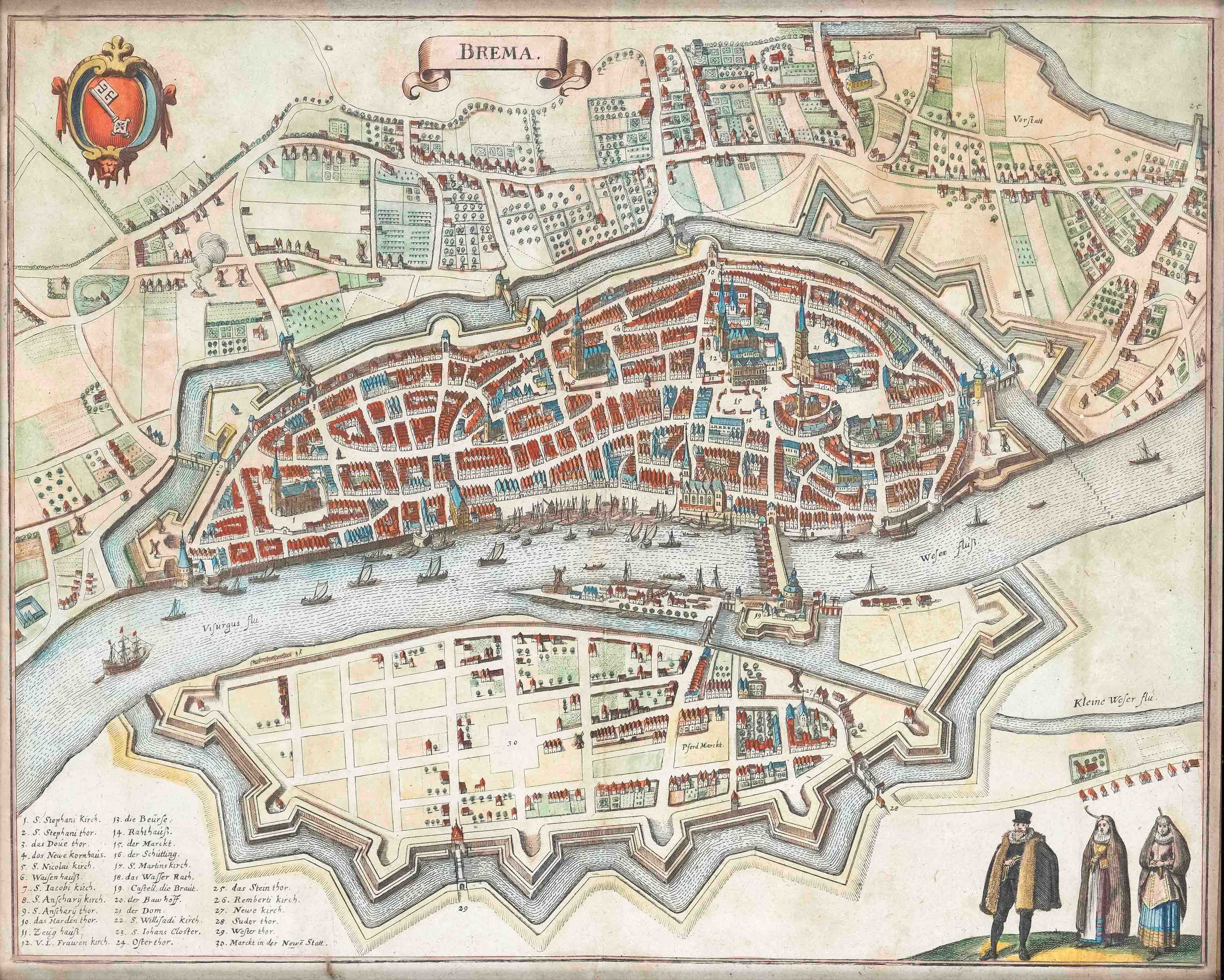 Two historical views of Bremen from: Topographia Saxoniae Inferioris by Matthäus Merian the - Image 2 of 2