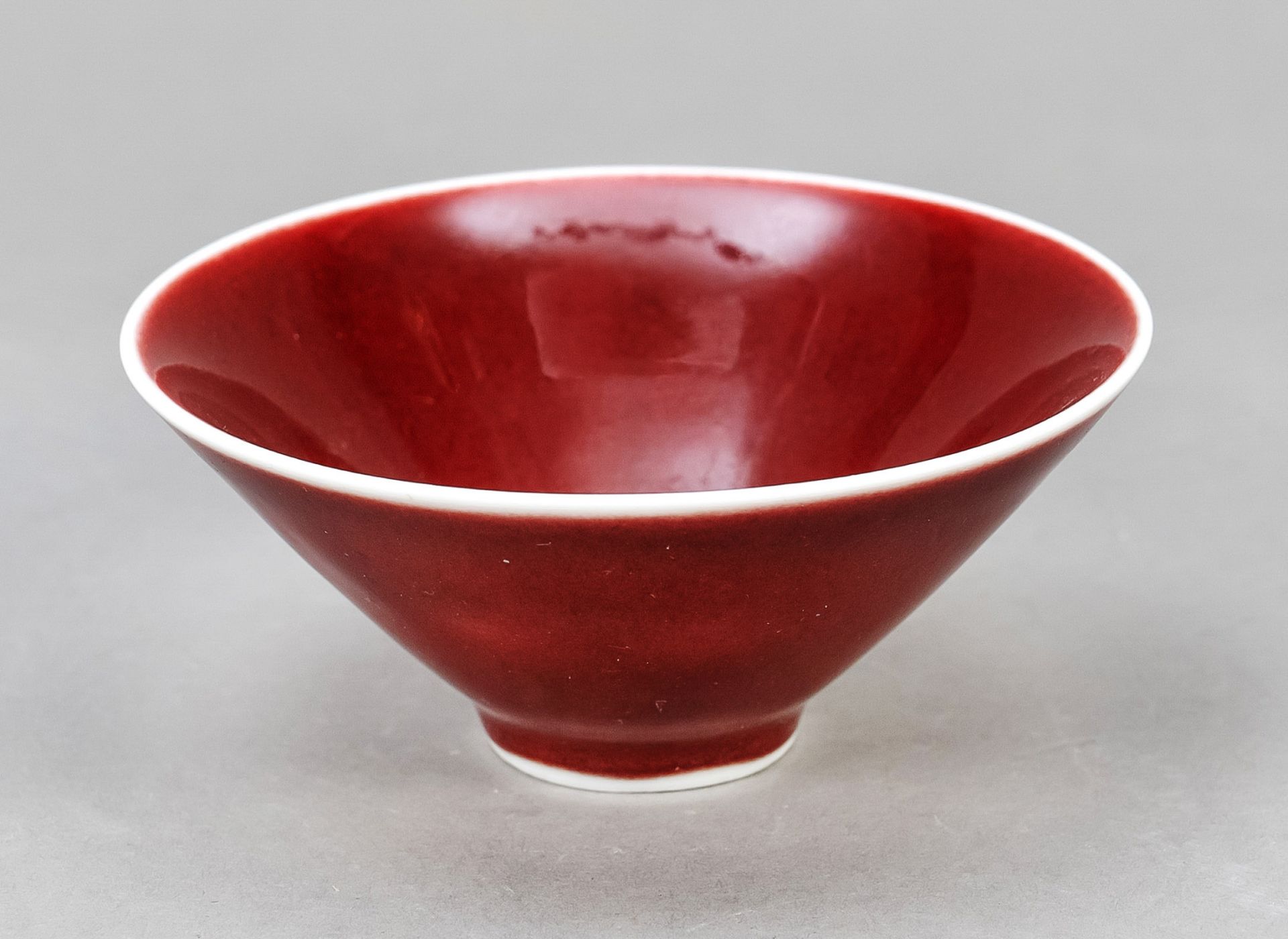 Copper red conical tea bowl, China, Qing dynasty(1644-1911), Kangxi period(1662-1722), like