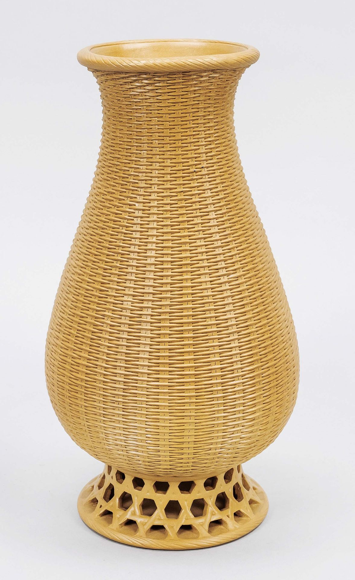 Willow rod vase, China, 20th c., probably earthenware from Yixing, elaborately imitating the look of