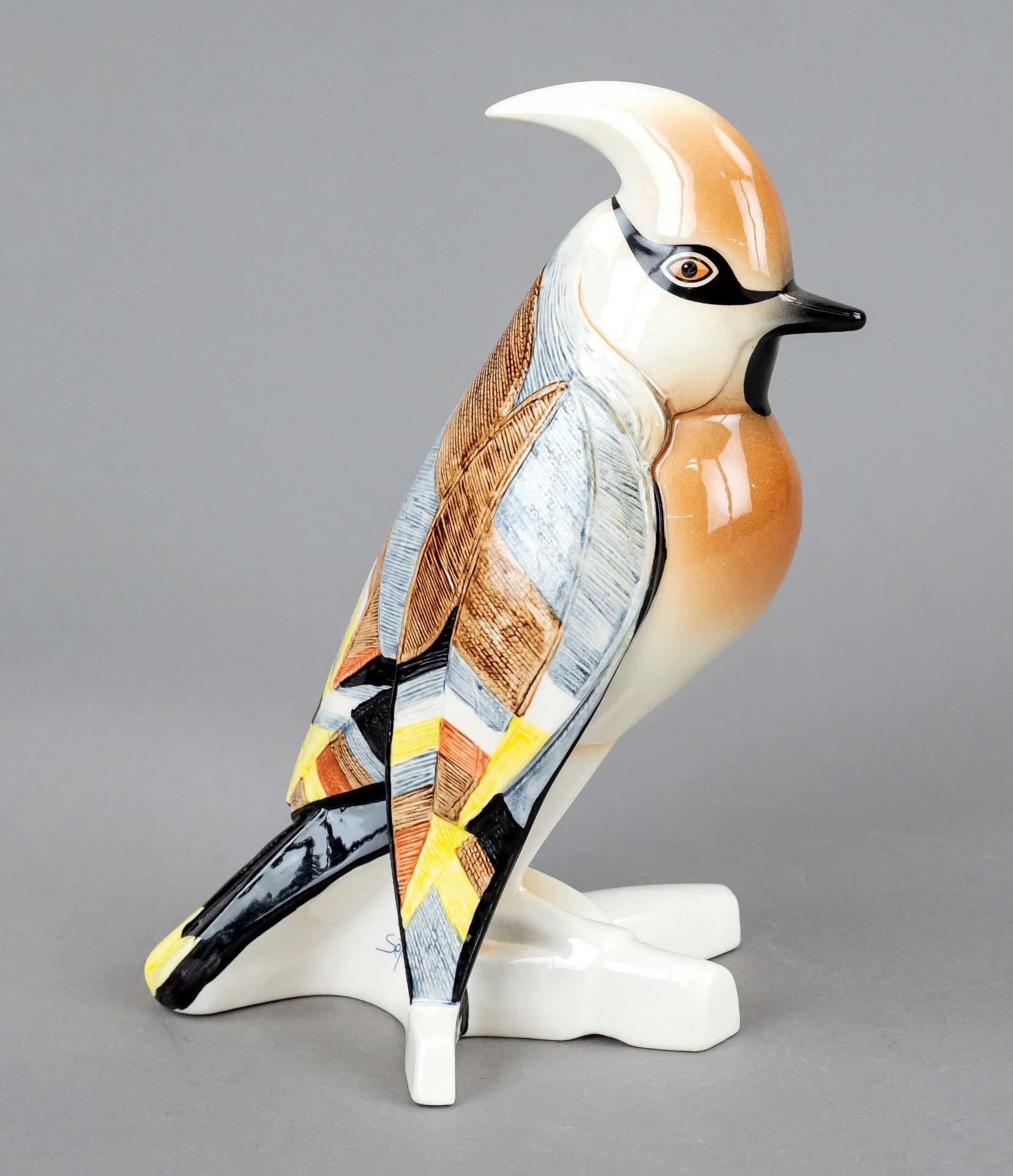 Plague bird / waxwing, Goebel, 1984, design Selim, u. signed, ceramic, polychrome painted,