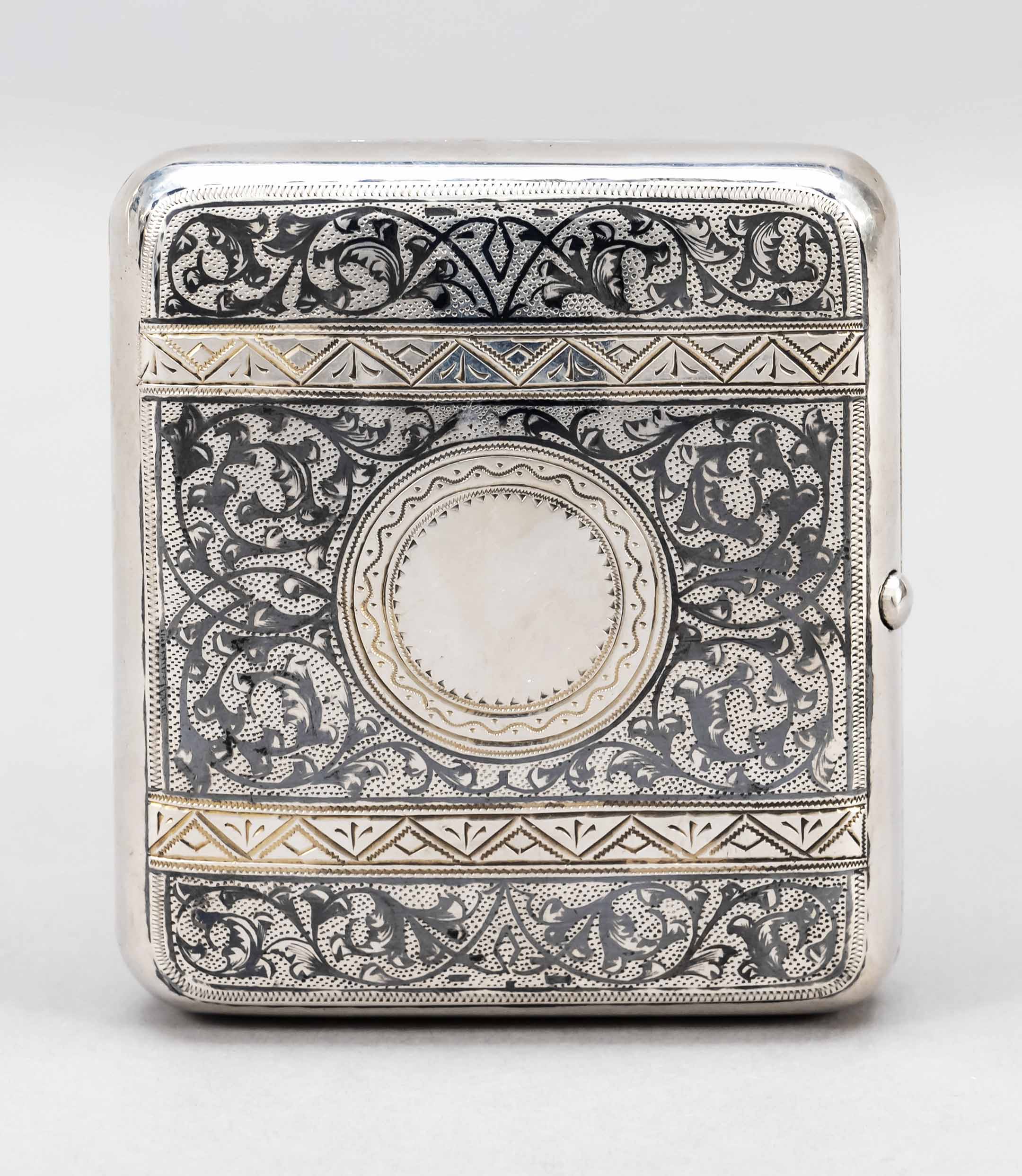 Cigarette case, hallmarked Russia, c. 1890, assay mark probably A. Romanov, Moscow, MZ probably - Image 2 of 2