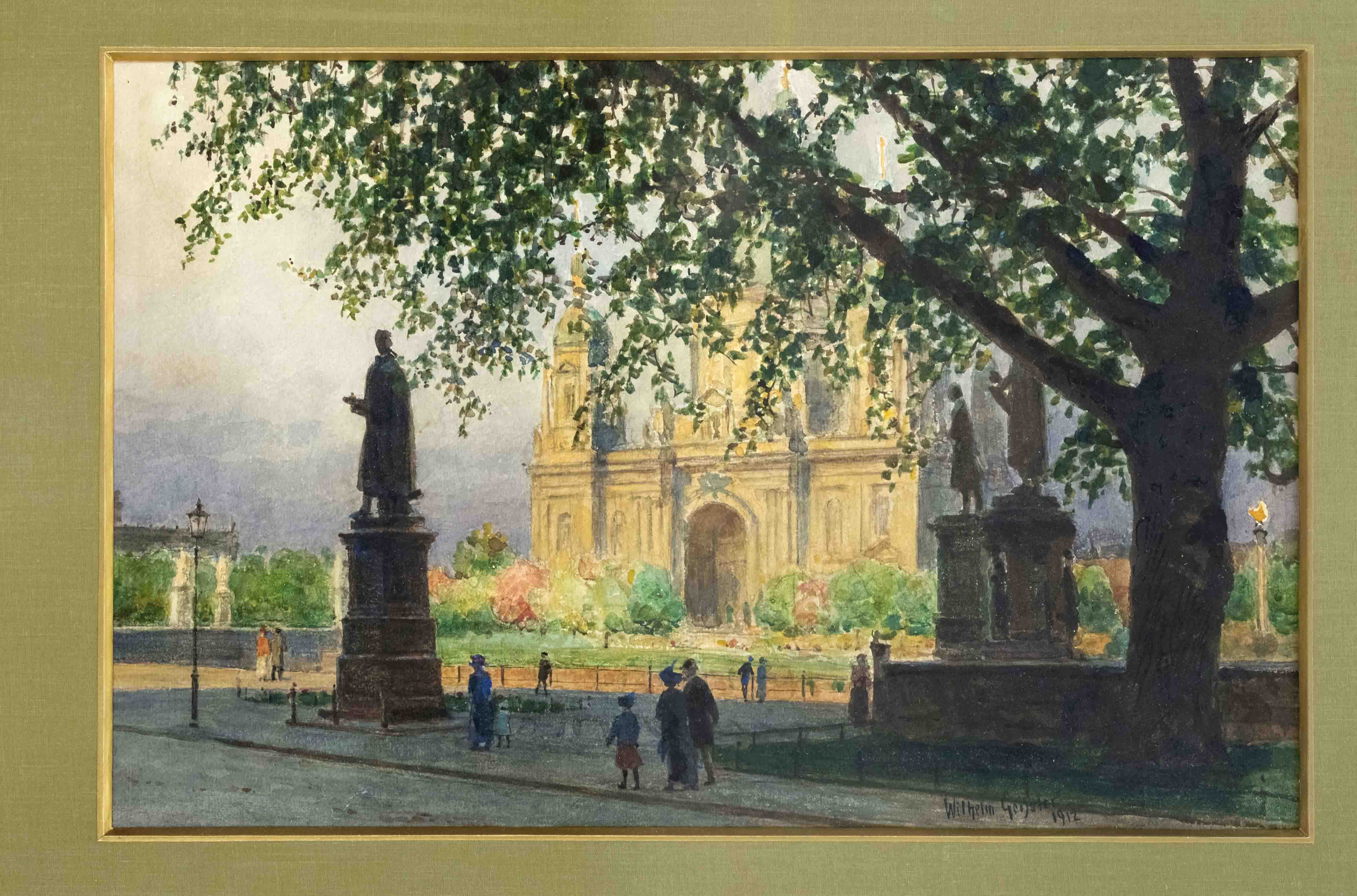 Wilhelm Geißler (1848-1928), Berlin veduta painter, View of the Berlin Cathedral, watercolor on