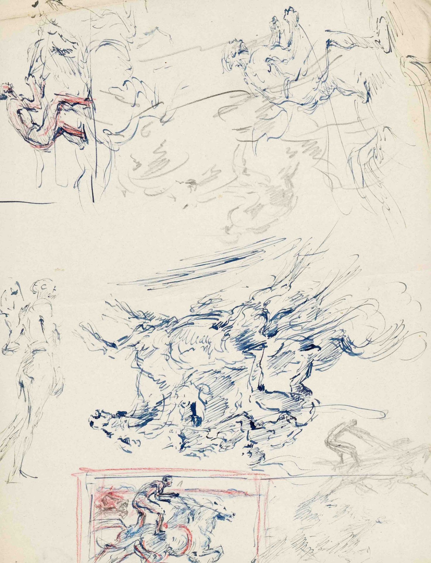 Focke, Wilhelm H. 1878 - Bremen - 1974. 7 ll. male nude and movement studies as well as horse - Image 3 of 4