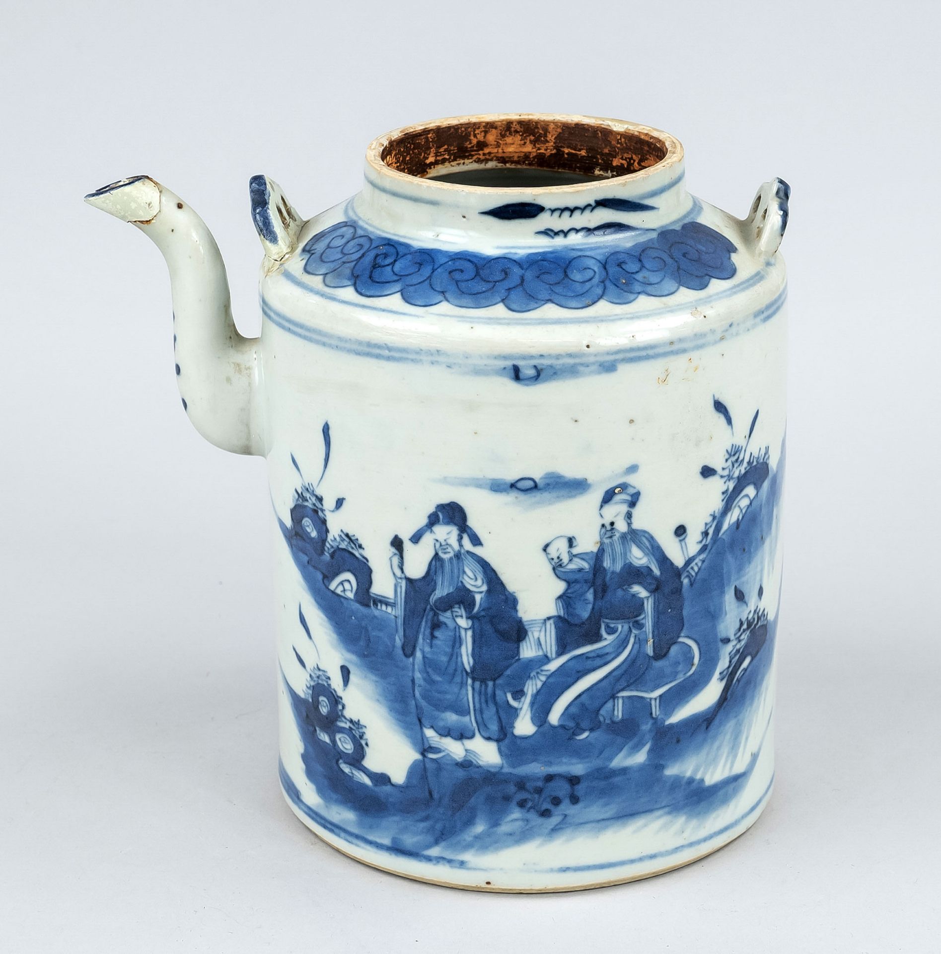 Rare large teapot, China, Qing dynasty(1644-1911), 18th century, porcelain with cobalt blue