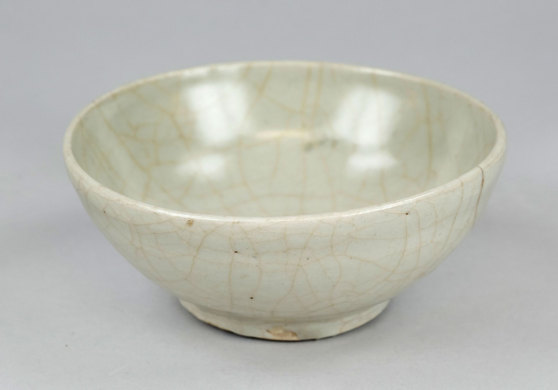 Bluish semi-spherical bowl, Ming dynasty(1368-1644), 15th/16th century, light stoneware with thick